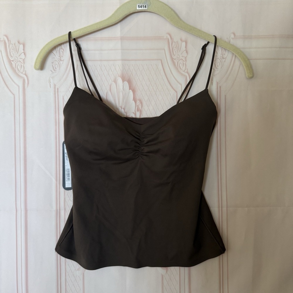 NikeSKIMS Matte Shirred Tank Dark Sepia (brown) Size XS NWT Athleisure